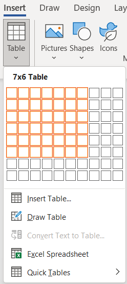 insert table